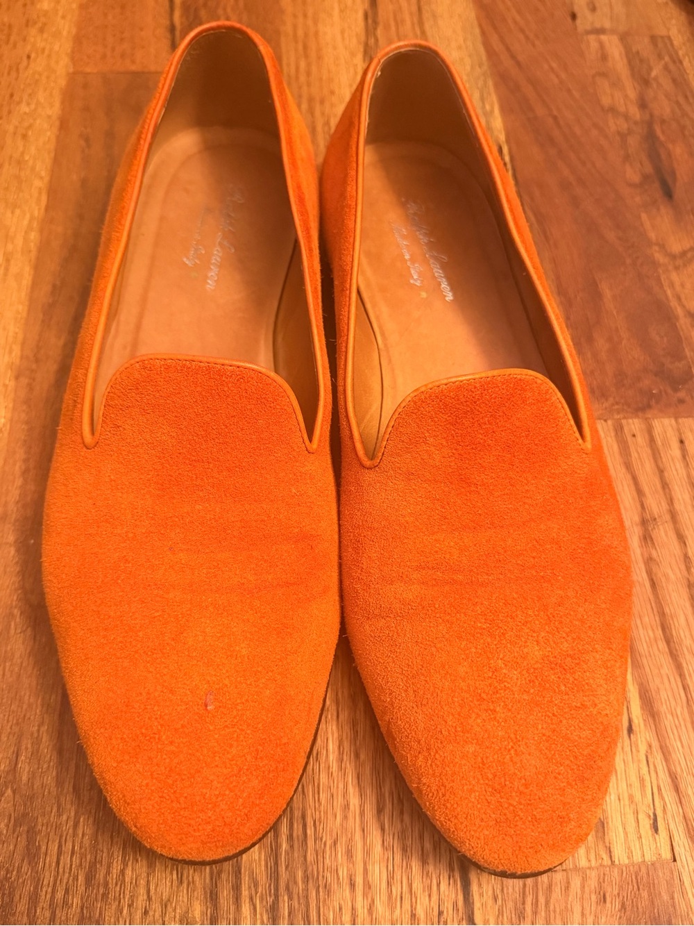 Ralph Lauren Orange Suede Slip-On Loafers